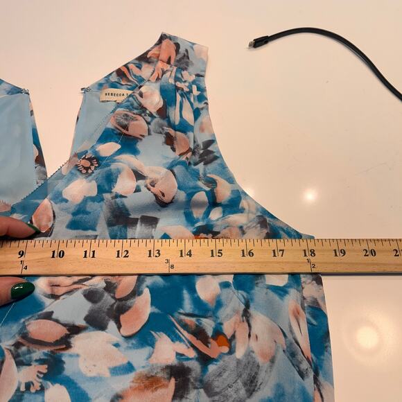 Rebecca Taylor Poolside Blue Aloha Drawstring Abstract Silk Mini Dress Size 4 - Picture 8 of 10